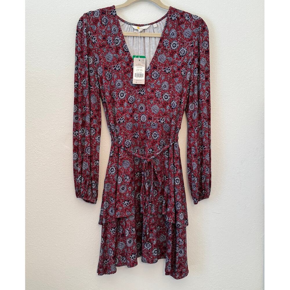 boden tiered mini jersey dress in spiced apple floral tapestry size‎ 6 petite